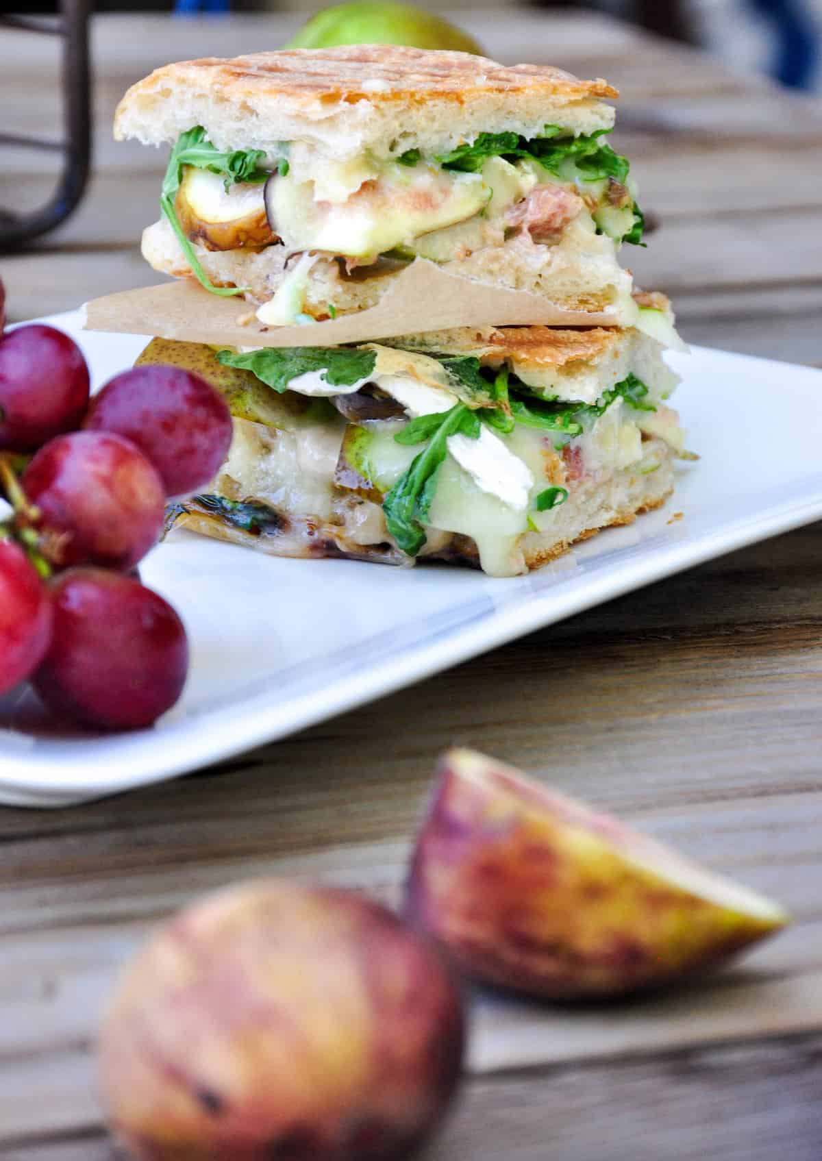 Pear and Fig Panini with Brie and Arugula