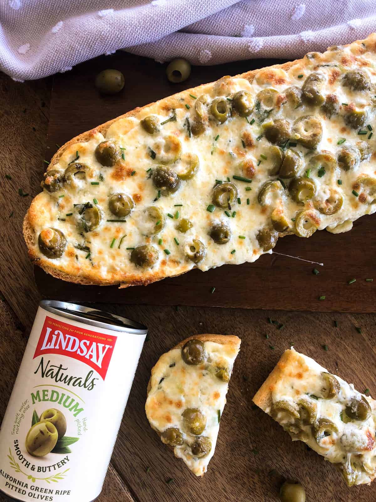 Green Olive Garlic Cheese Bread