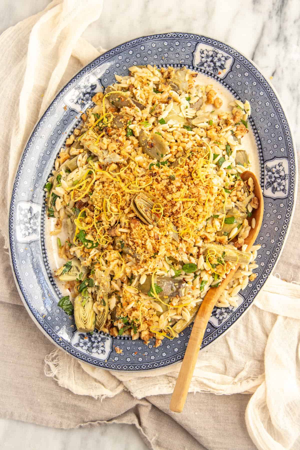A Zesty Orzo Salad with Baby Artichokes and Lemon