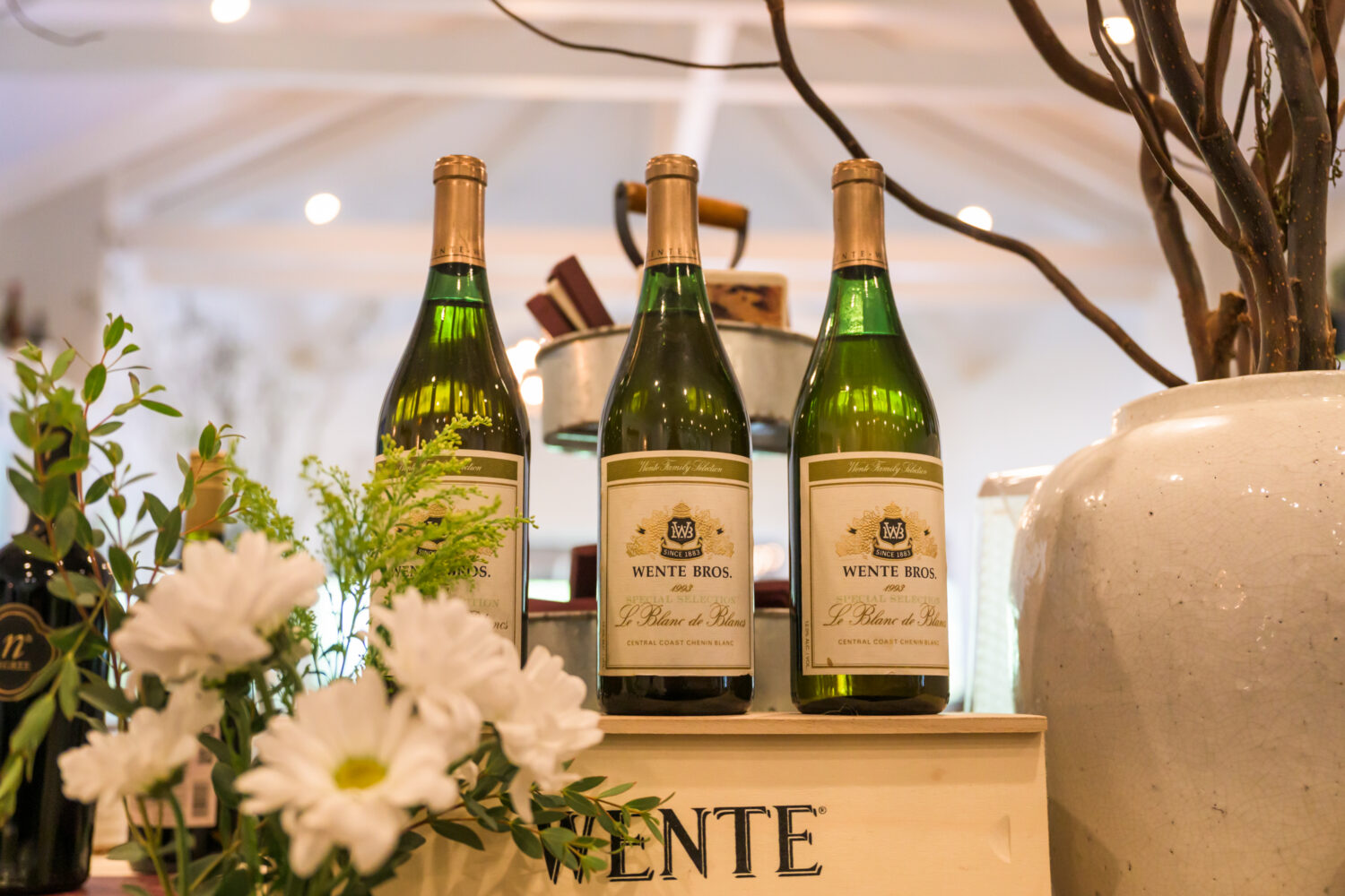 bottles of wente wine in their tasting room 