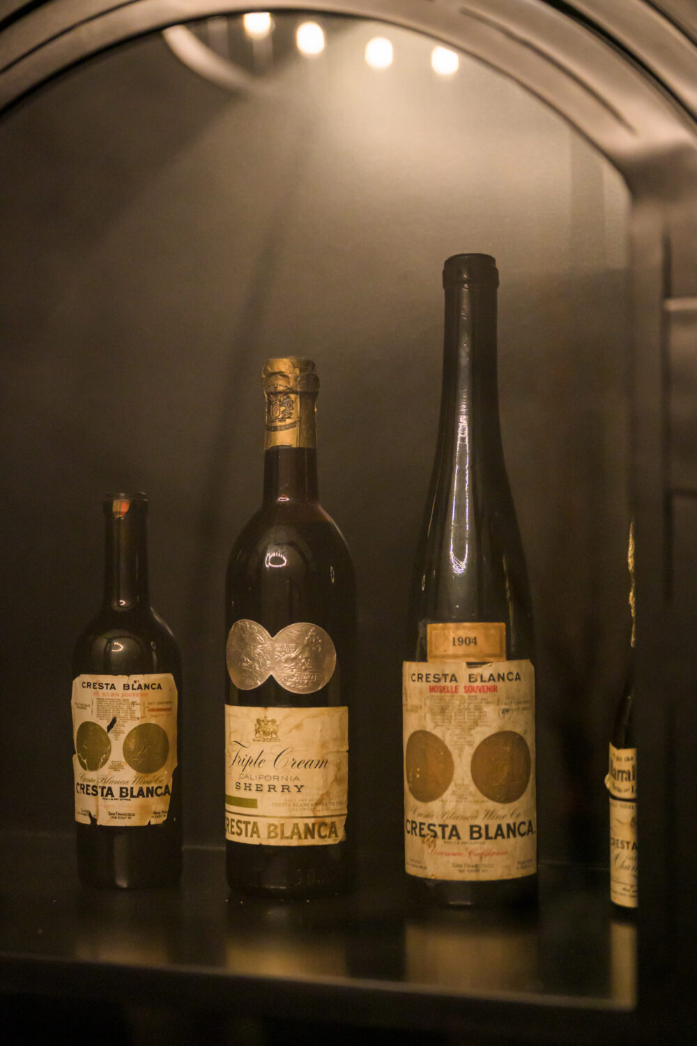 Bottles from the original Cresta Blanca winery 