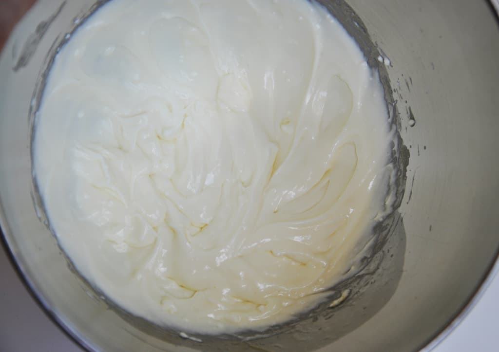 Beating Cream Cheese in Bowl