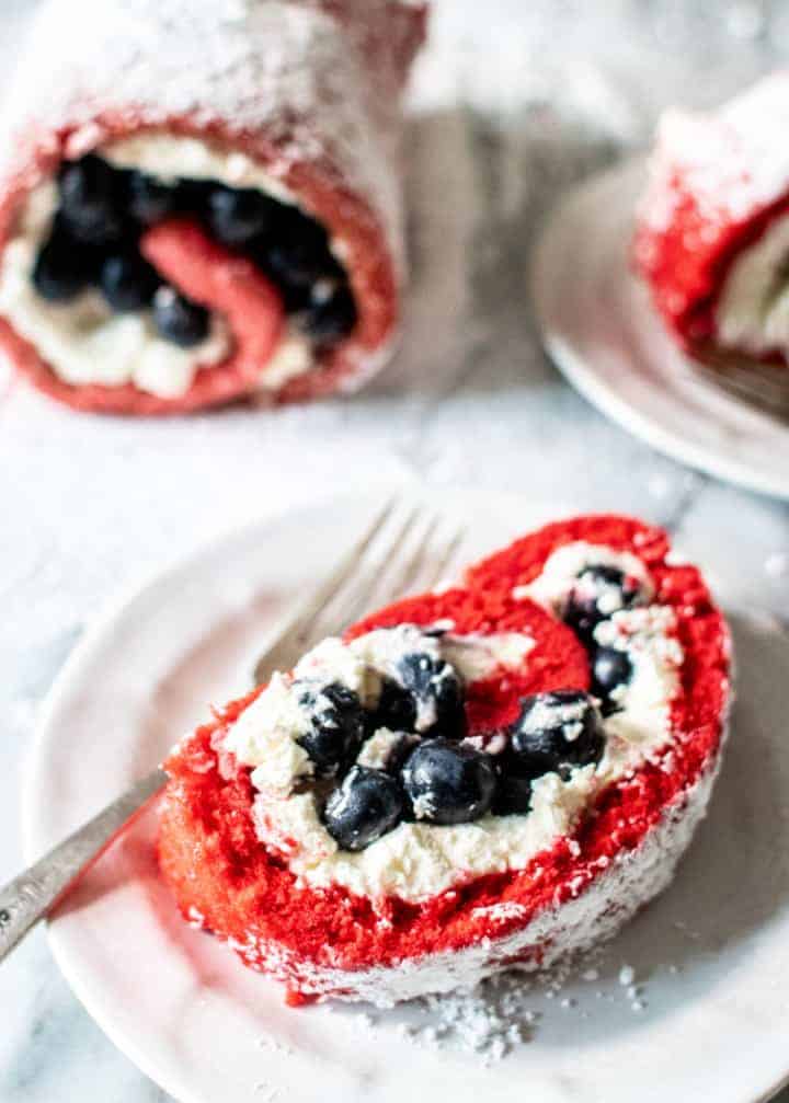 Red, White and Blueberry Cake Roll