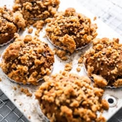 a large muffin tray with fresh pumpkin muffins