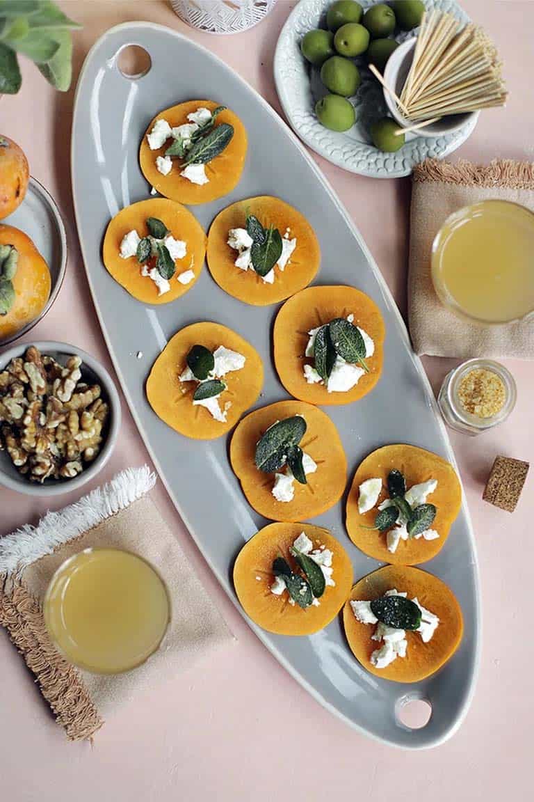 Persimmon, Fried Sage, and Goat Cheese Bites Recipe