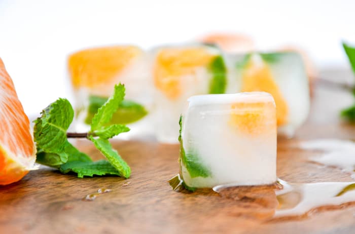 Citrus Mint Ice on Cutting Board 