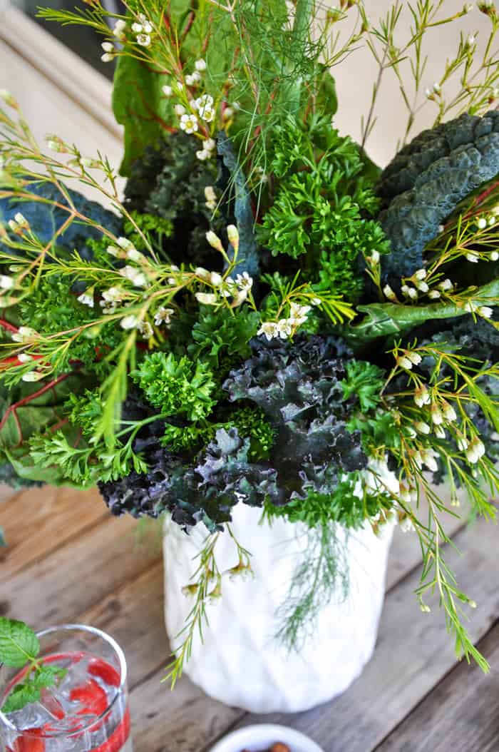 Leafy Greens Bouquet Arrangement.  Use leftover  greens for a lush table centerpiece!
