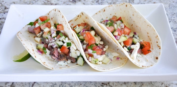 Three Grilled Lamb Asada Tacos 