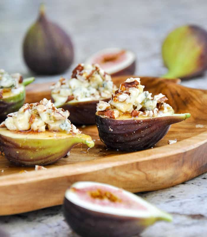 Fresh figs topped with Blue Cheese, Pecans and Honey