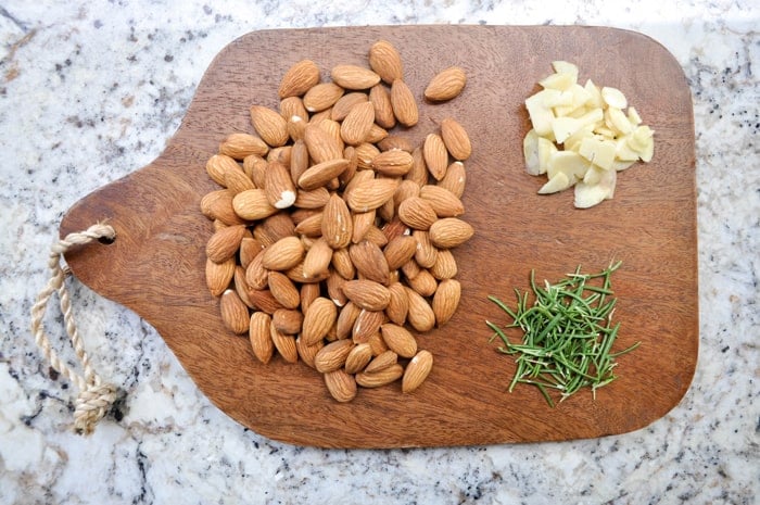 Ingredients: garlic, rosemary, and almonds