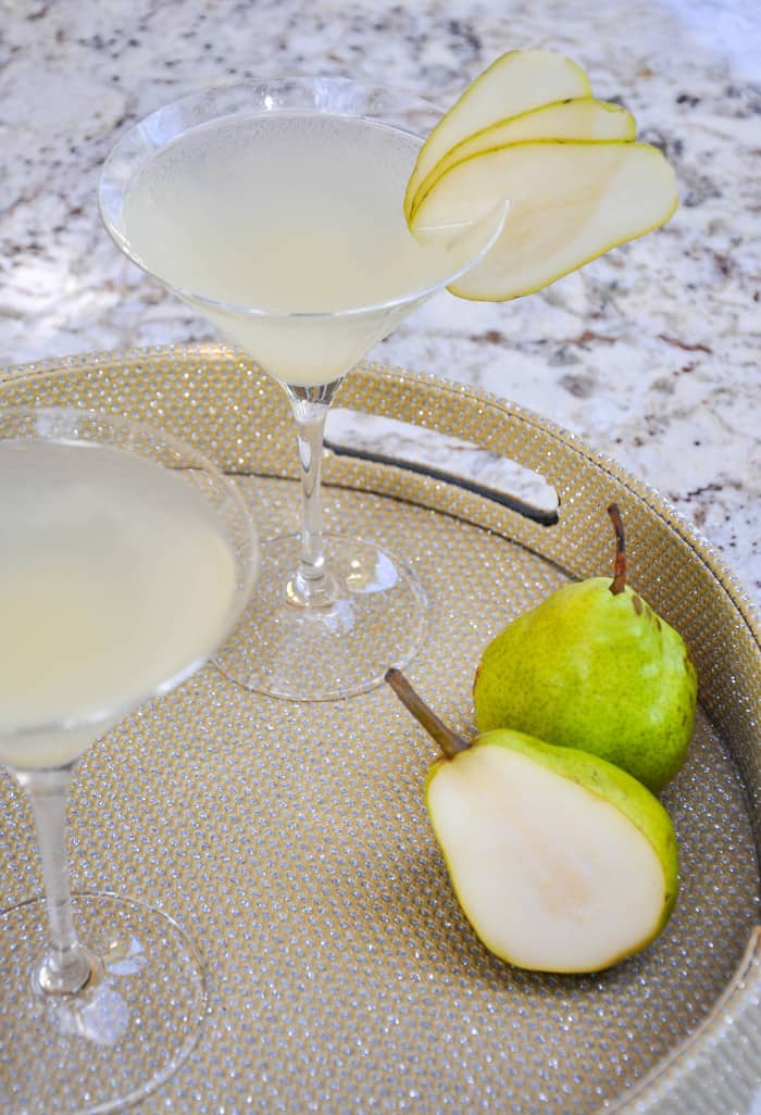 Bartlett Pear Martin with sliced pear on serving tray