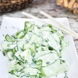 cucumber ribbon salad on plate