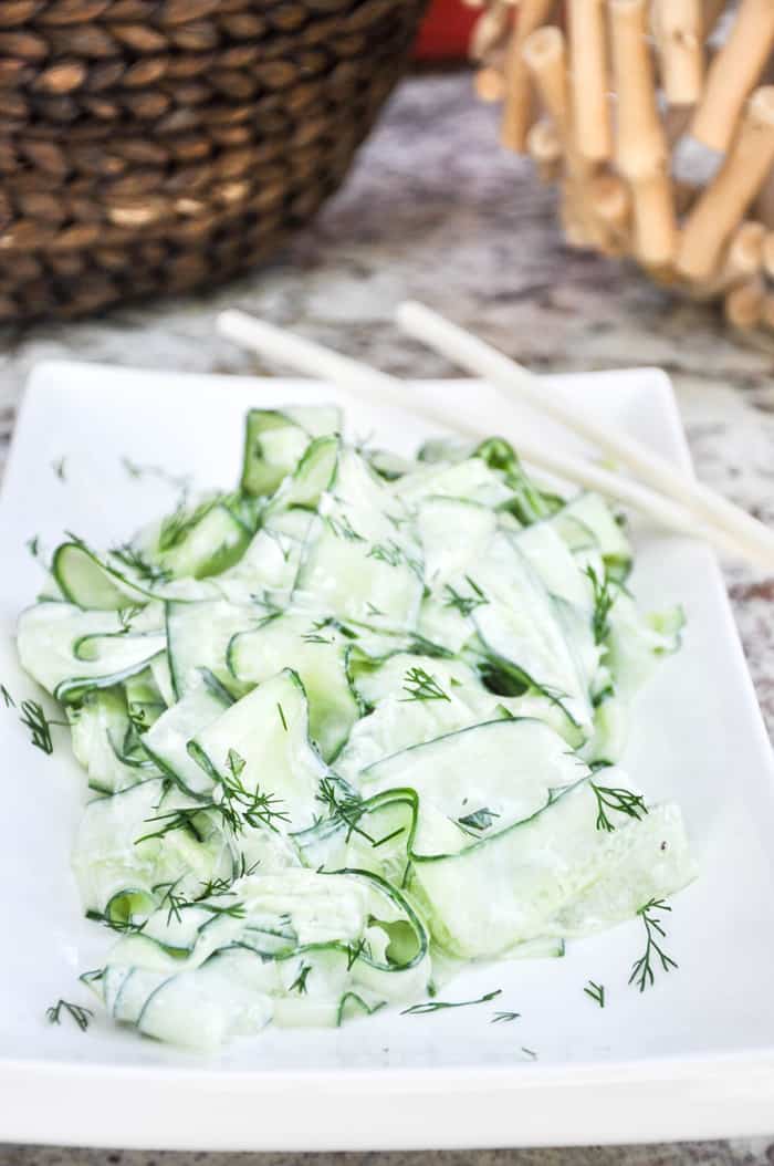 Cucumber Ribbon salad with Fresh Herb Dressing