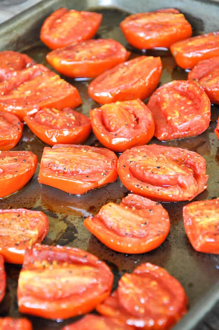 Roasted Tomatoes on baking sheet