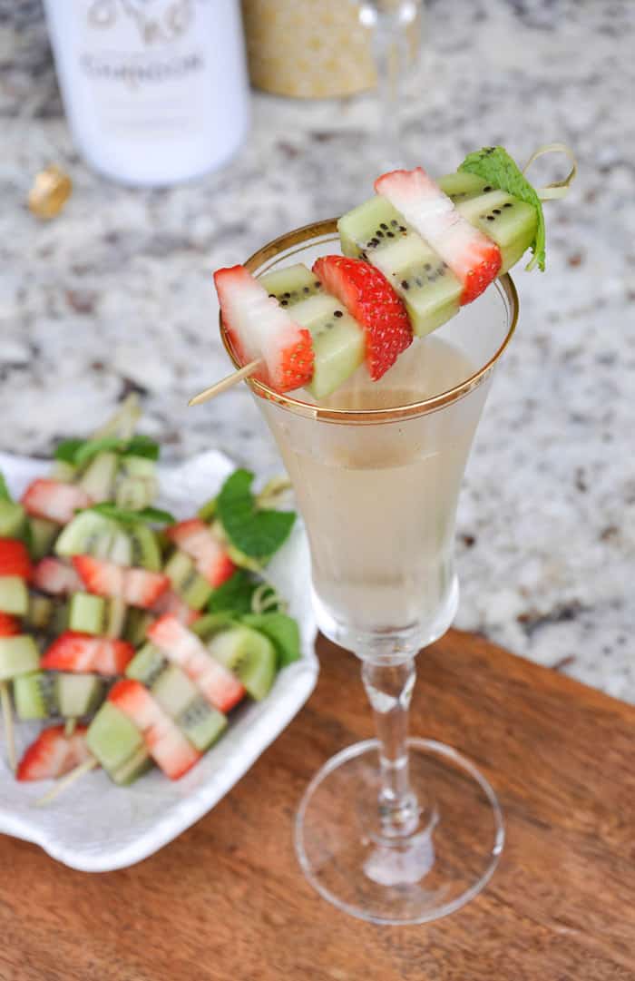 Sparkling Wine and Fruit Kabobs
