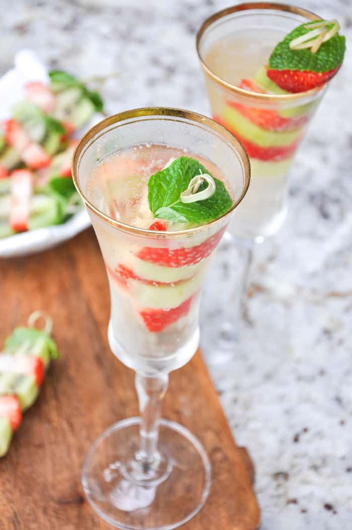 Sparkling Wine and Fruit Kabobs