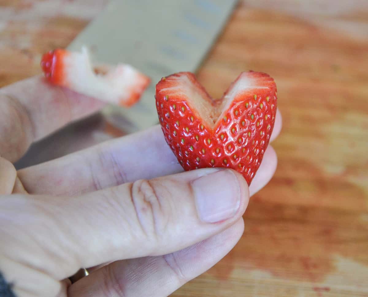 Strawberry with tops cut