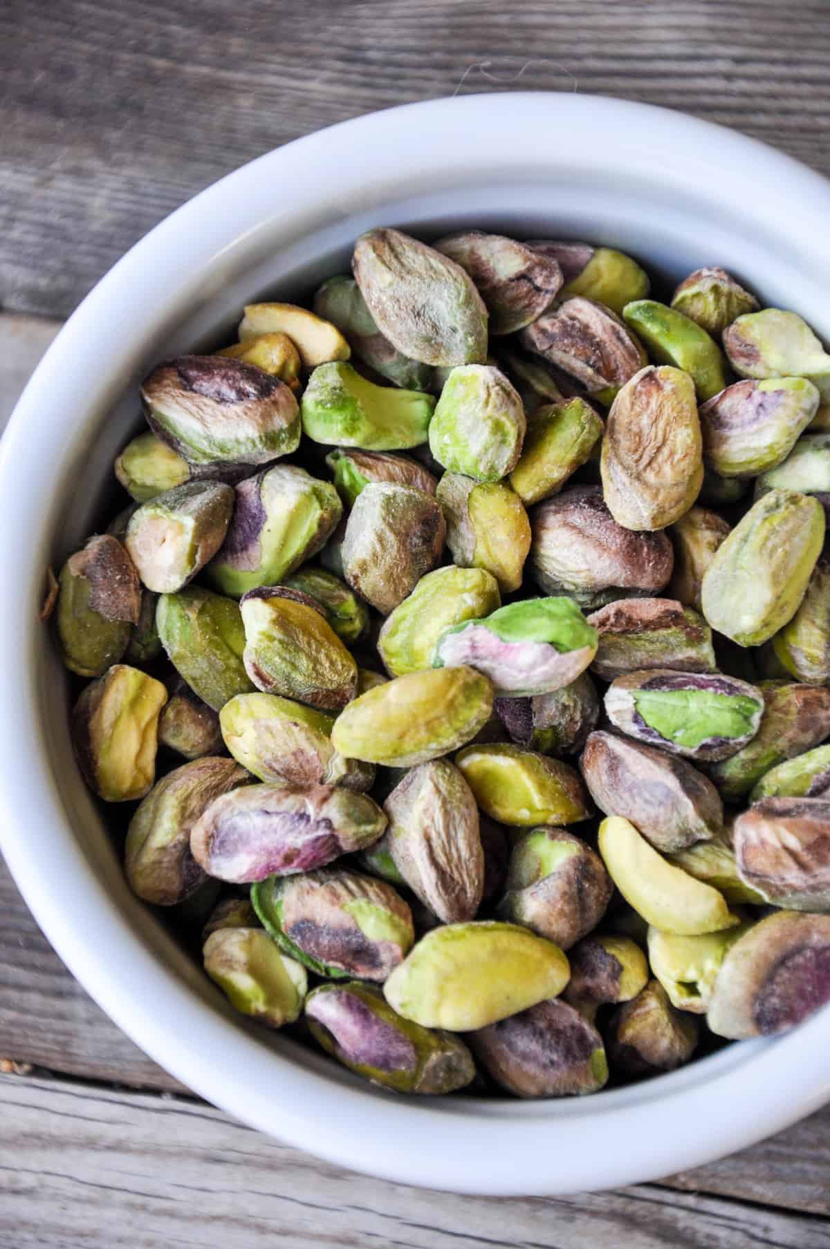 pistachios in serving bowl