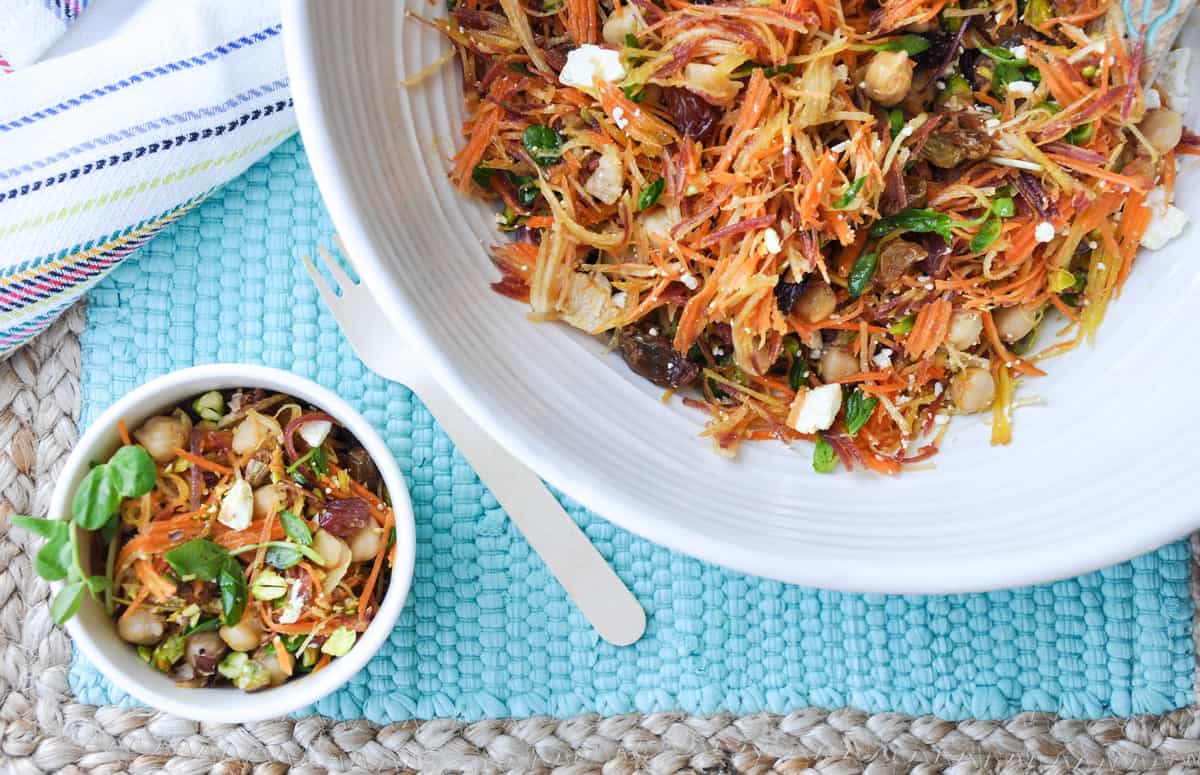 Sunshine Salad in large serving bowl and small serving bowl