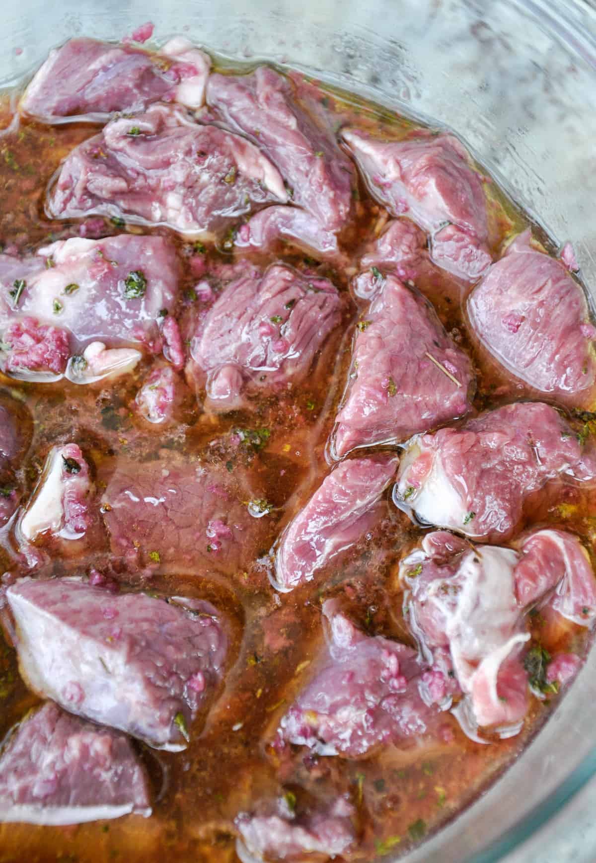 Lamb chunks in marinade 