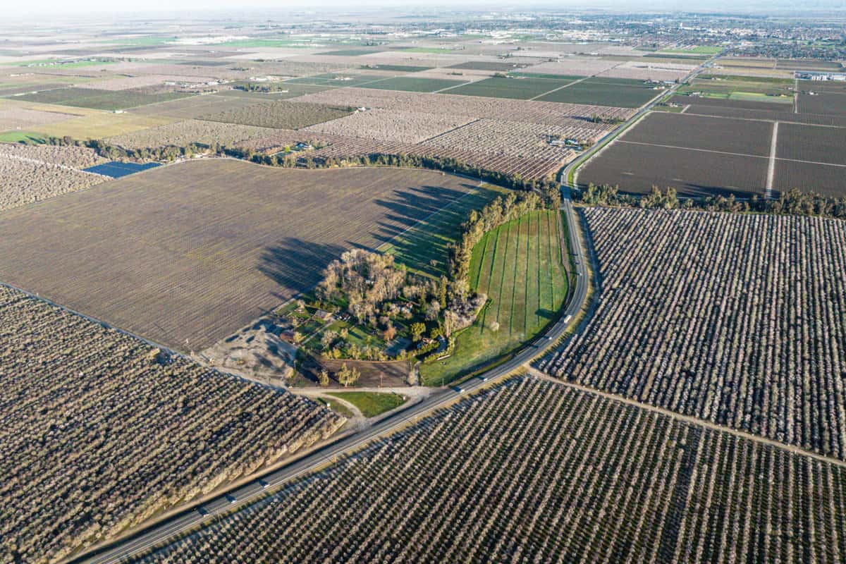 aerial view of the Blossom trail in fresno county, california