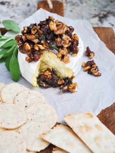Baked Cheese with Dates and Walnuts