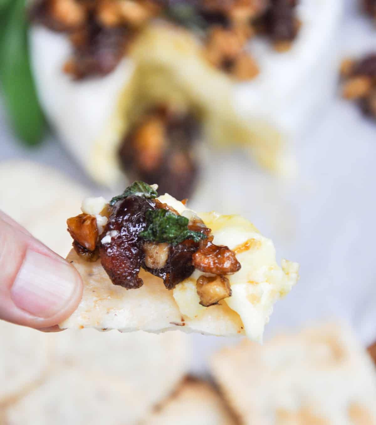 Cracker with Medjool Dates and Walnuts with a bit of Sage