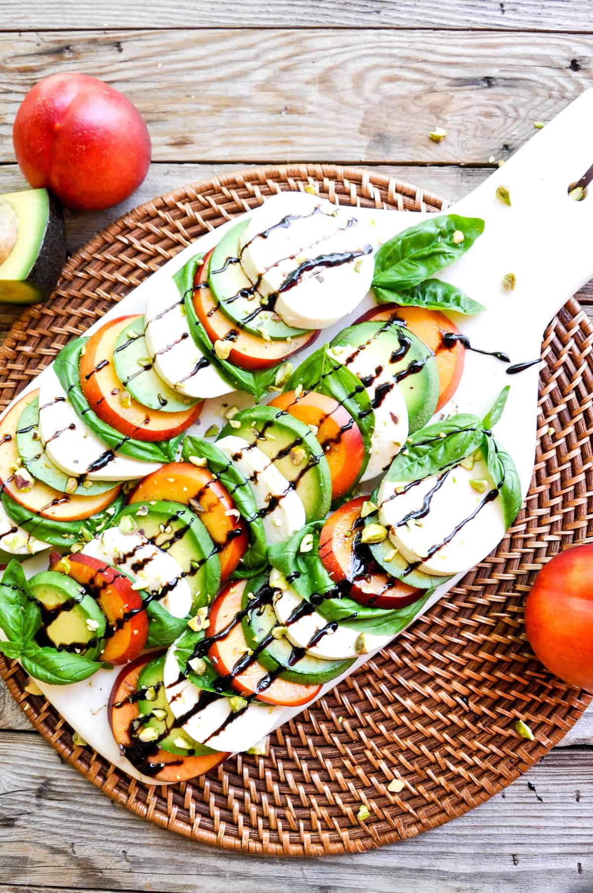 Summerfy your Caprese salad using nectarines and avocado. Delish!