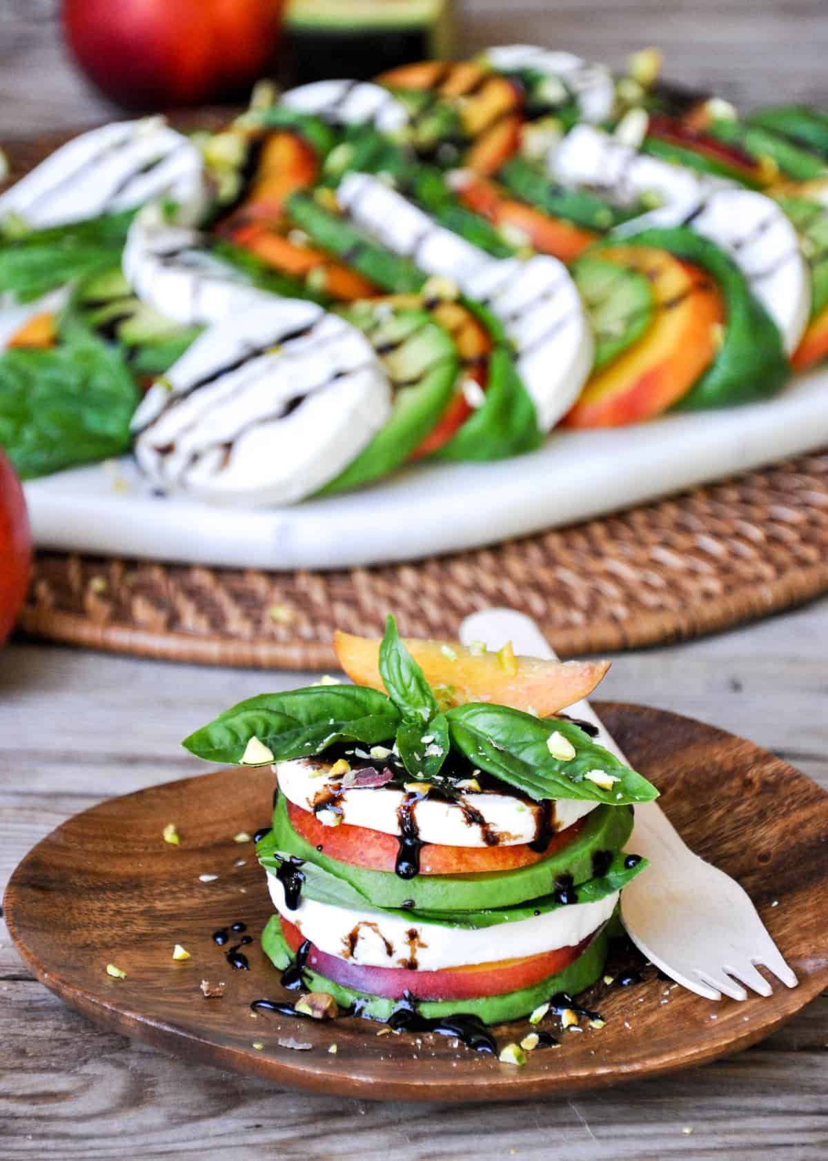 Summerfy your Caprese salad using nectarines and avocado. Delish!