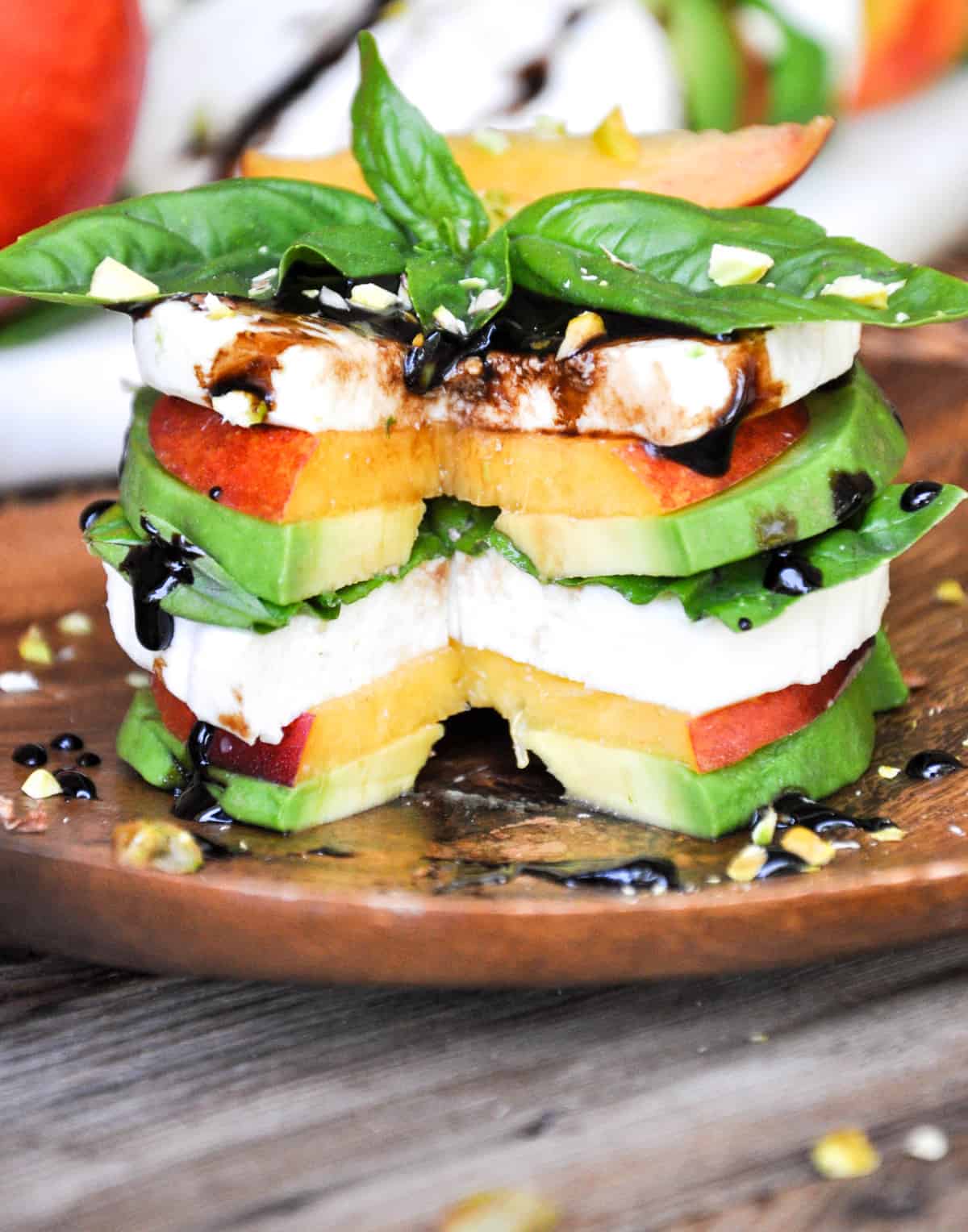 Summerfy your Caprese salad using nectarines and avocado. Delish!