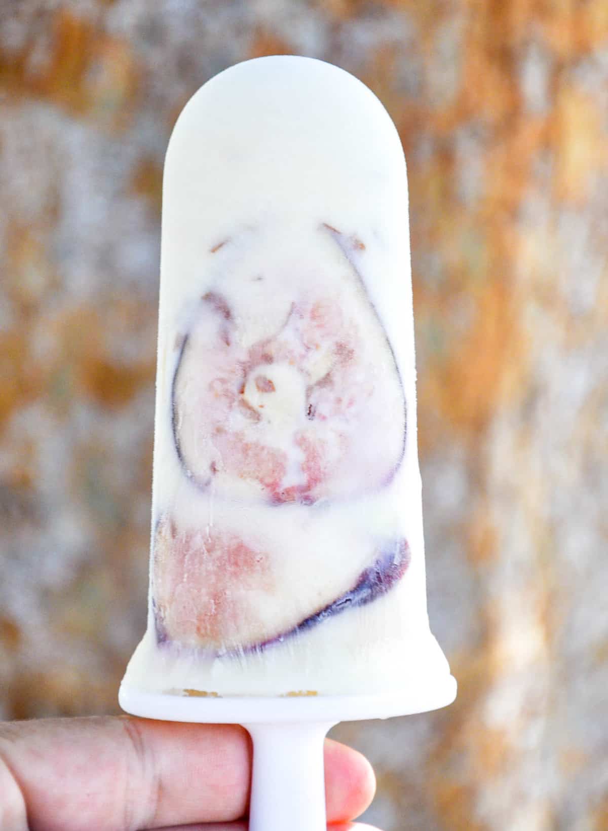 A Single Black Mission Fig and Almond Popsicle