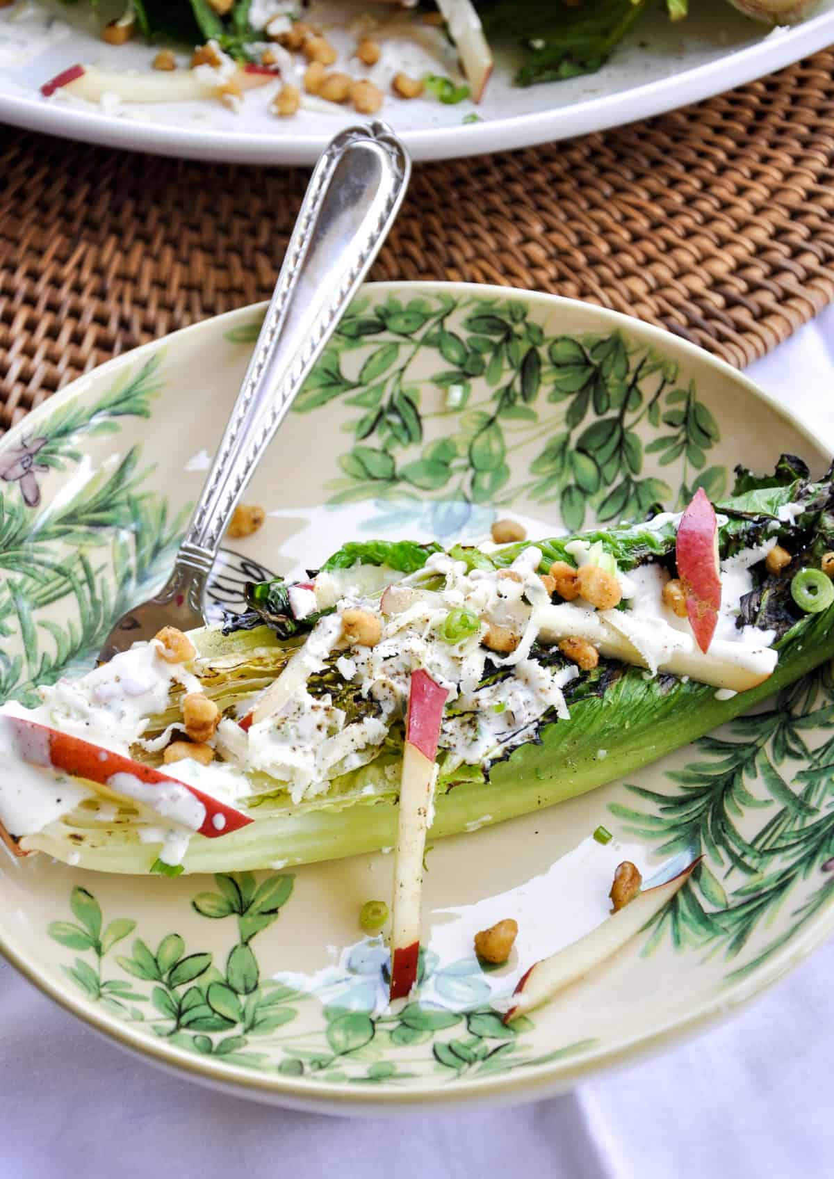 Grilled Romaine Salad with Crimson Pears and Candied Walnuts88