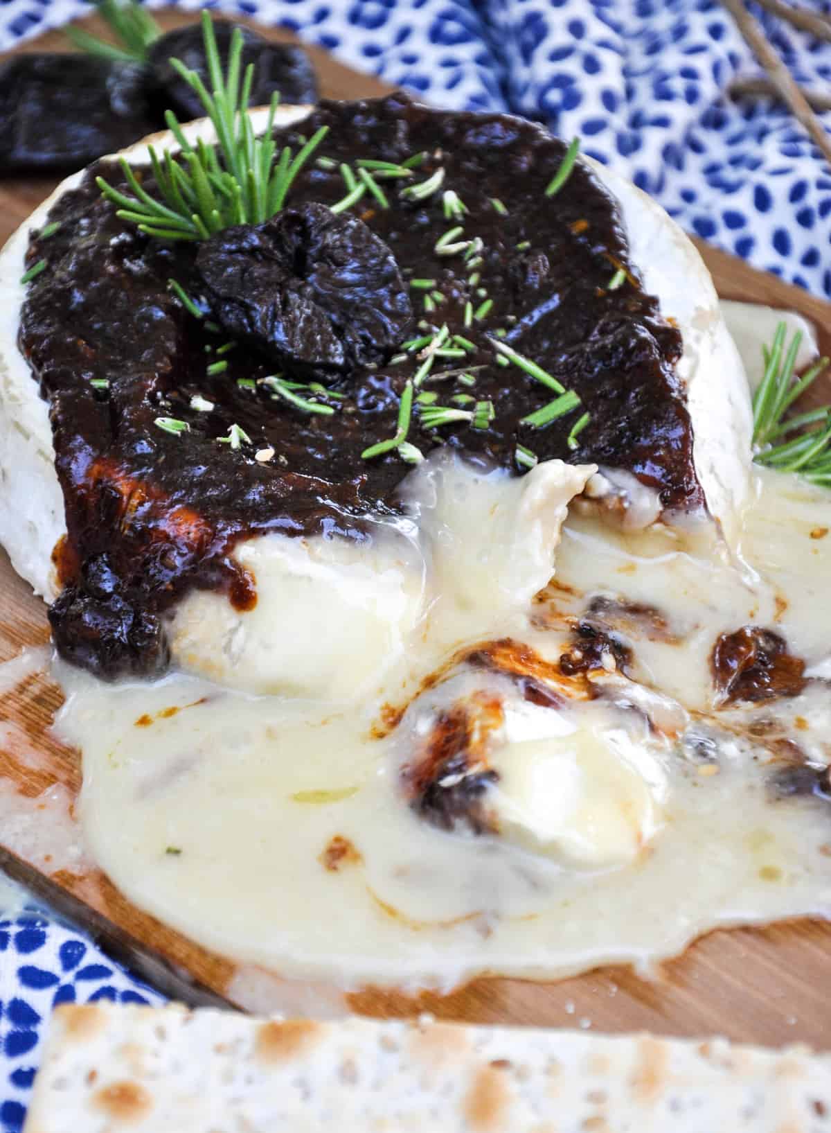 You Can Grill Cheese! Cedar Planked Brie with Prune Rosemary Sauce