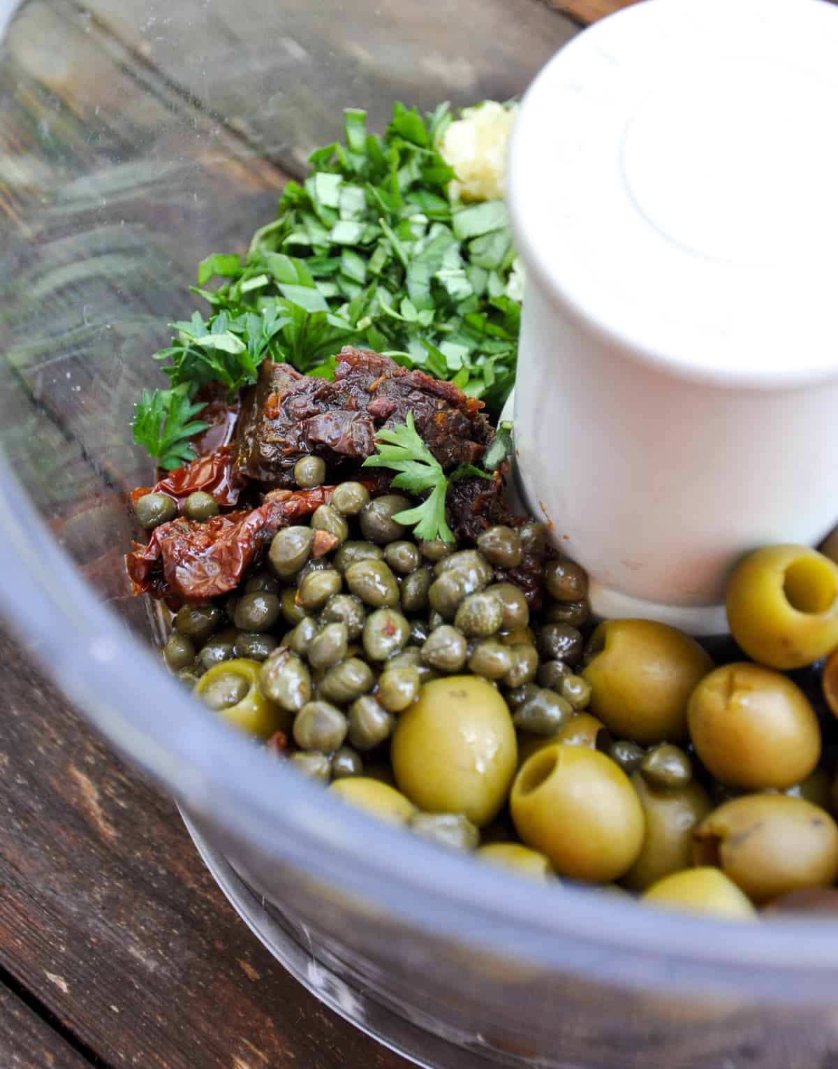 Quick Olive Tapenade using black and green California olives! So quick and easy, you will never buy tapenade from the store again!