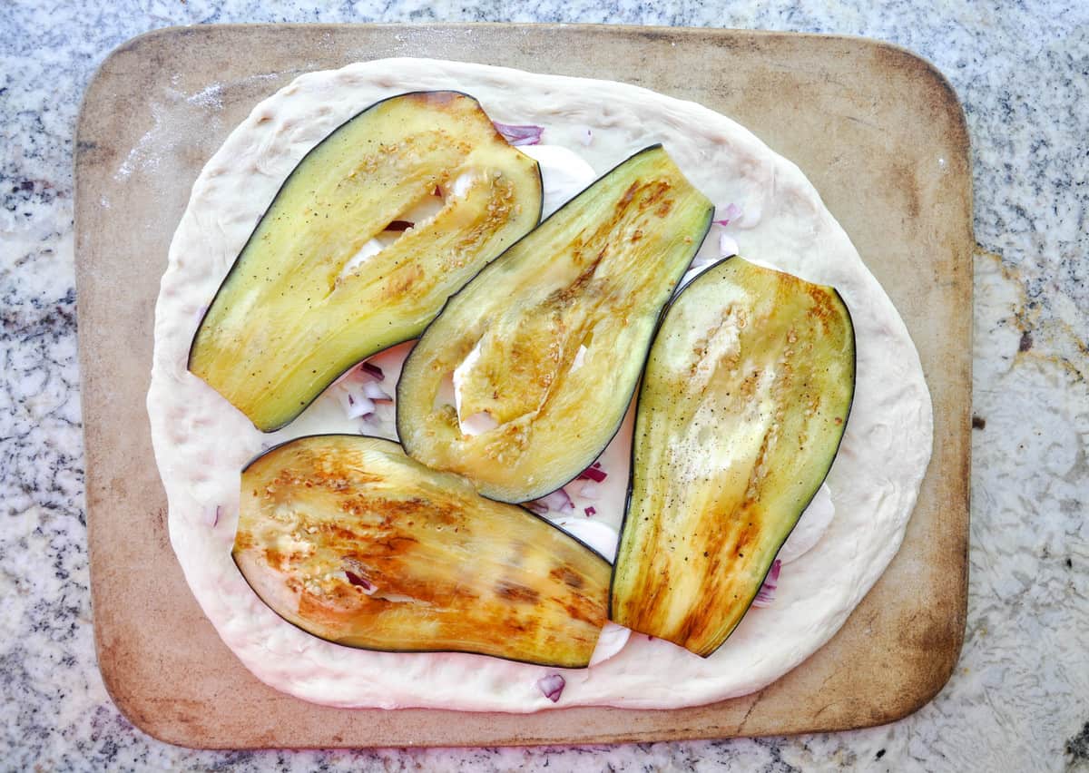 Eggplant slices added on top