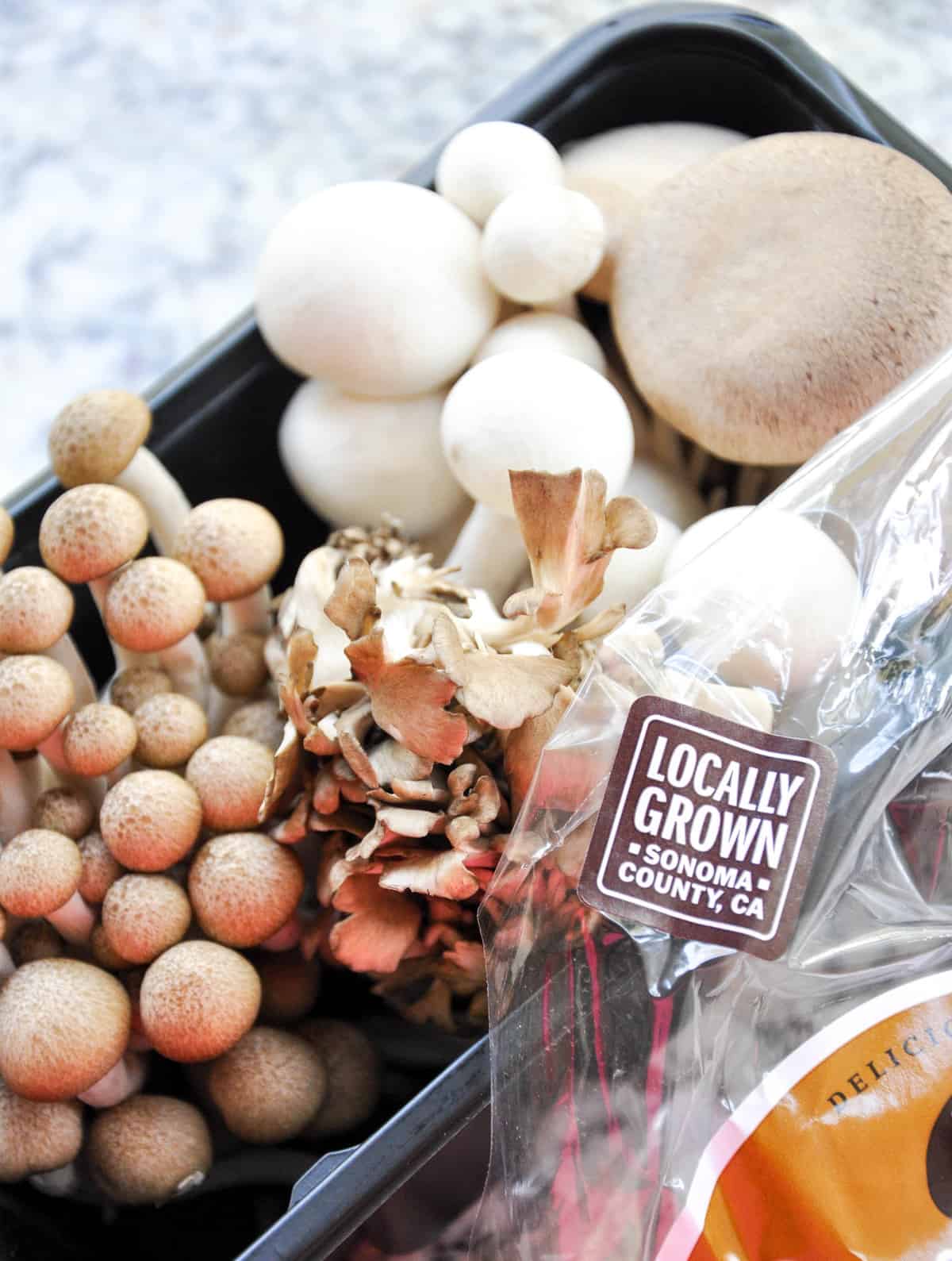 California grown mushrooms in package