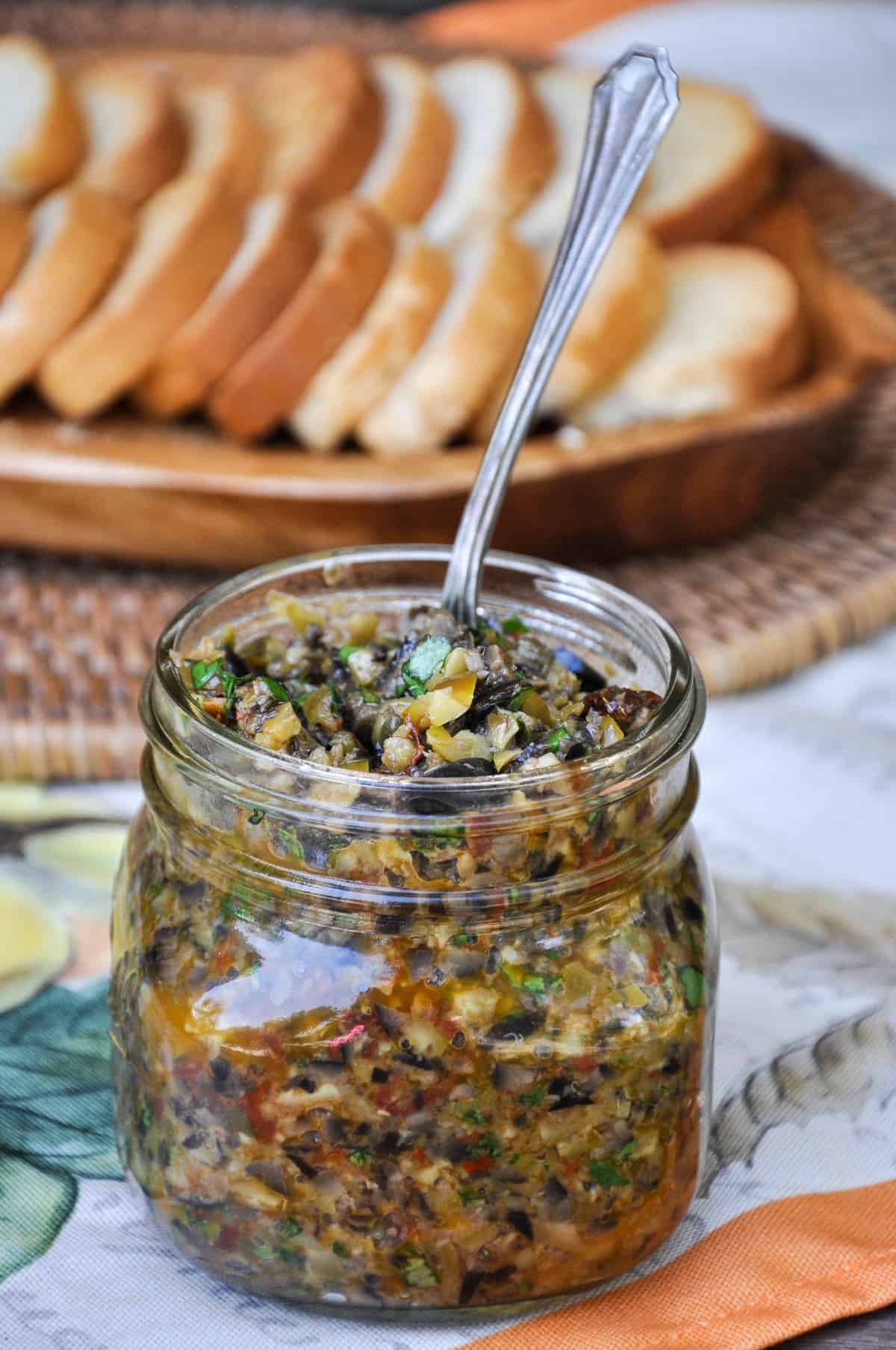 Quick Olive Tapenade using black and green California olives! So quick and easy, you will never buy tapenade from the store again!