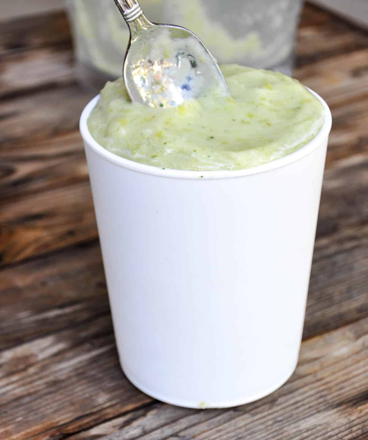 Green Grape Sorbet with fresh mint and lime in cup