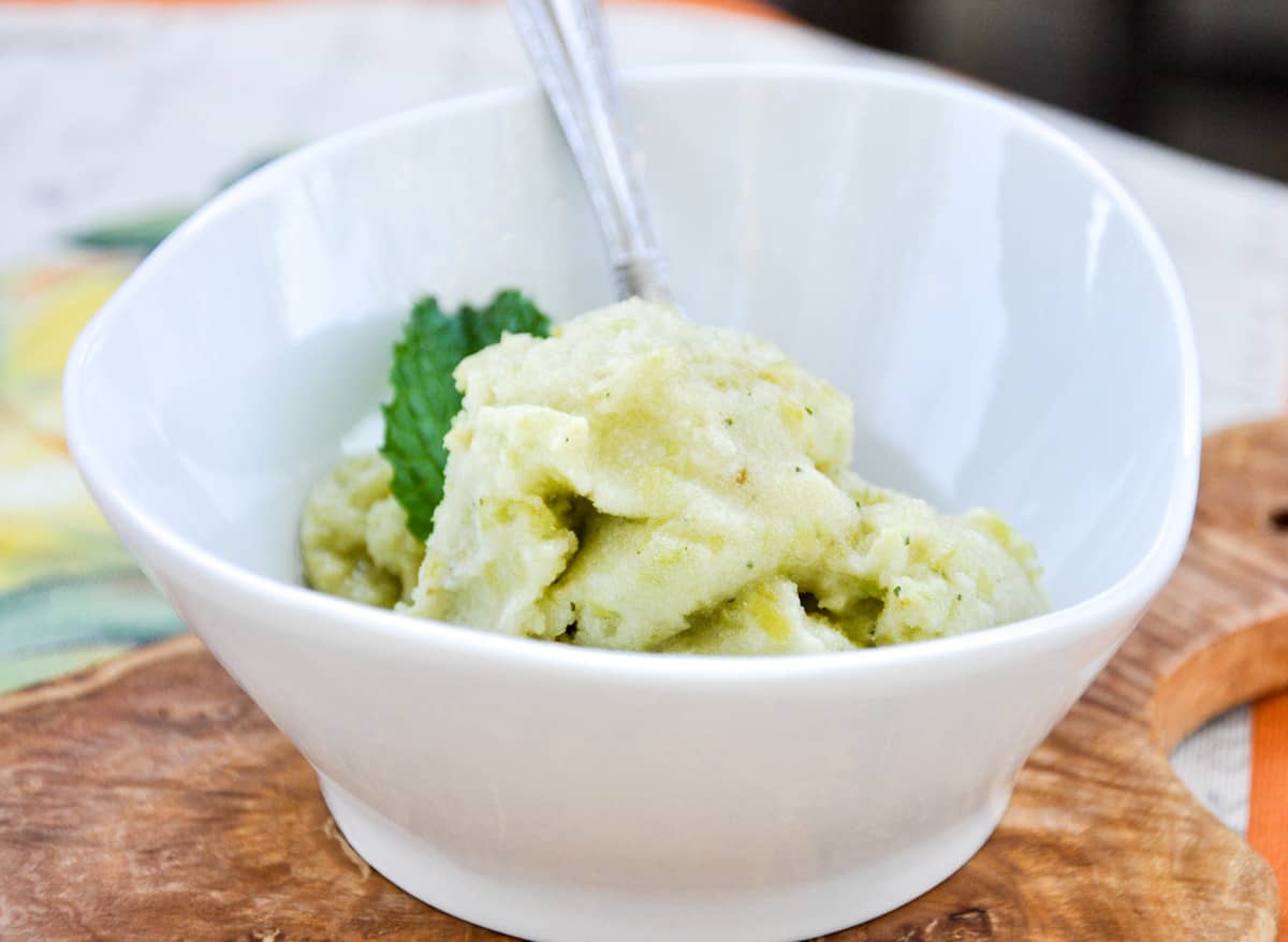 Green Grape Sorbet with fresh mint and lime. California Grown Food Blog