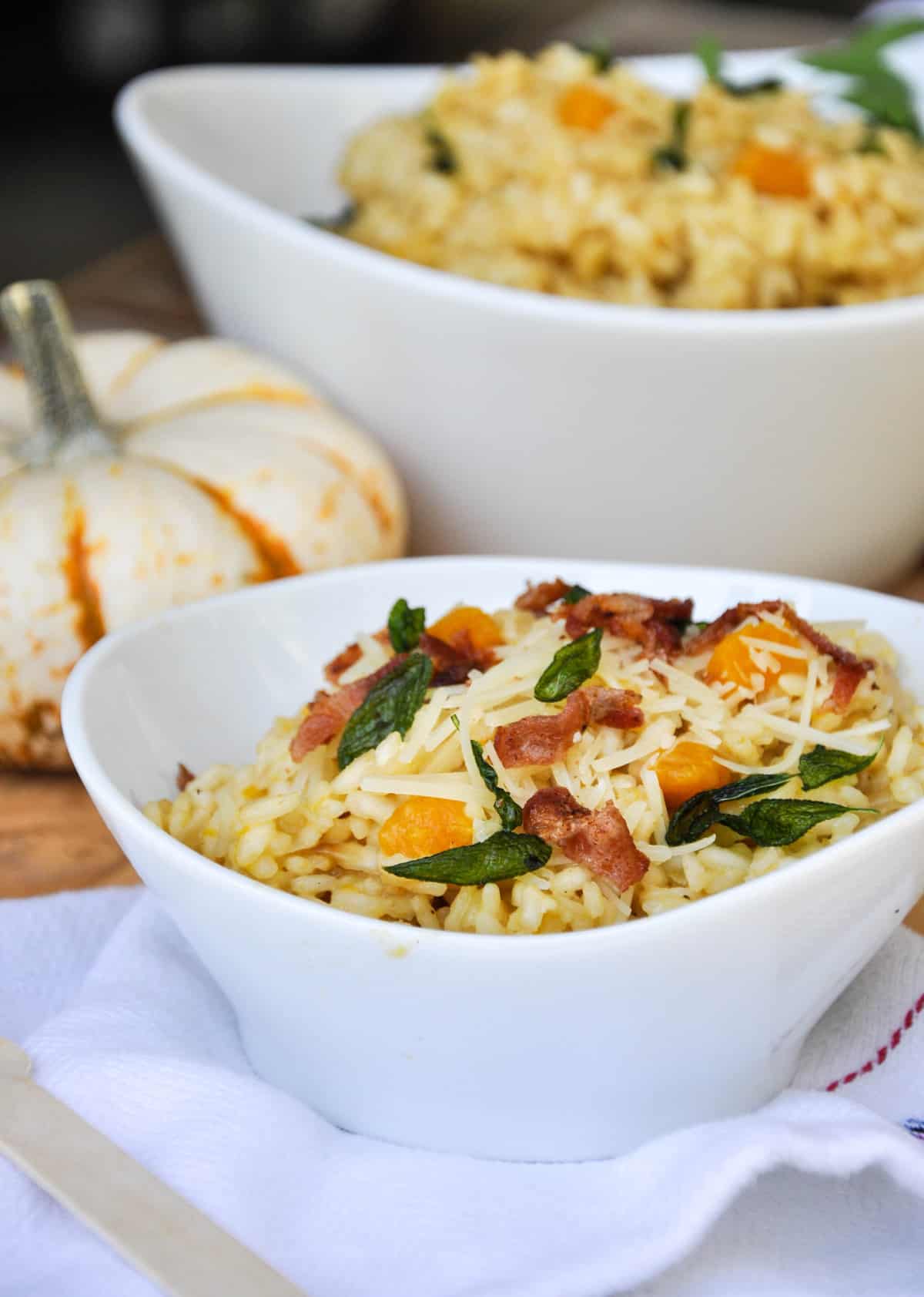Pumpkin Risotto with Sage and Bacon