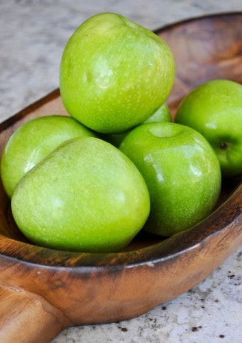 A bowl of Granny Smith apples.