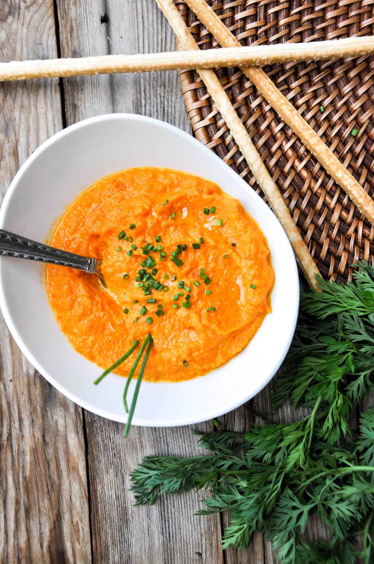 Roasted Carrot Soup with chives
