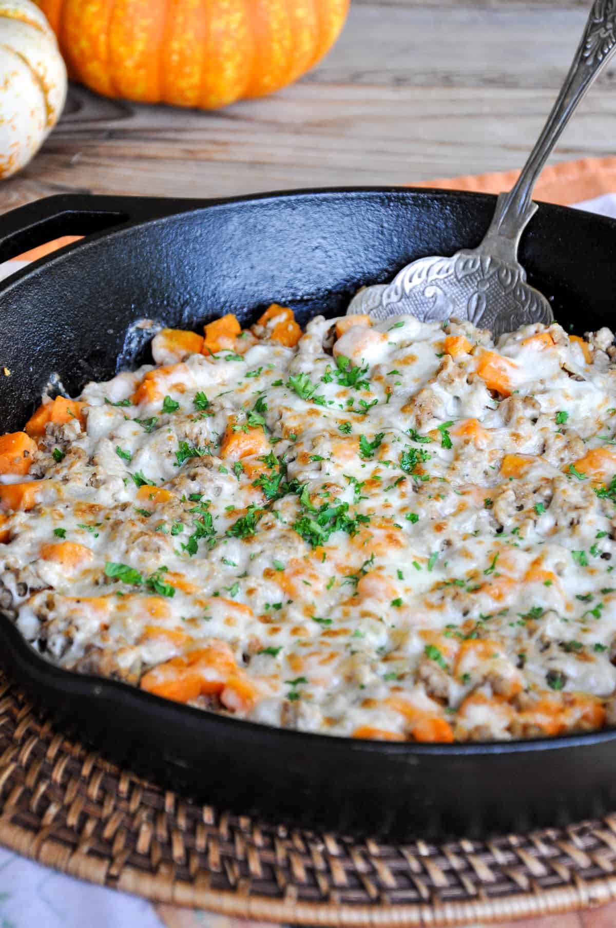 Ground Turkey Skillet Melt with Sweetpotatoes