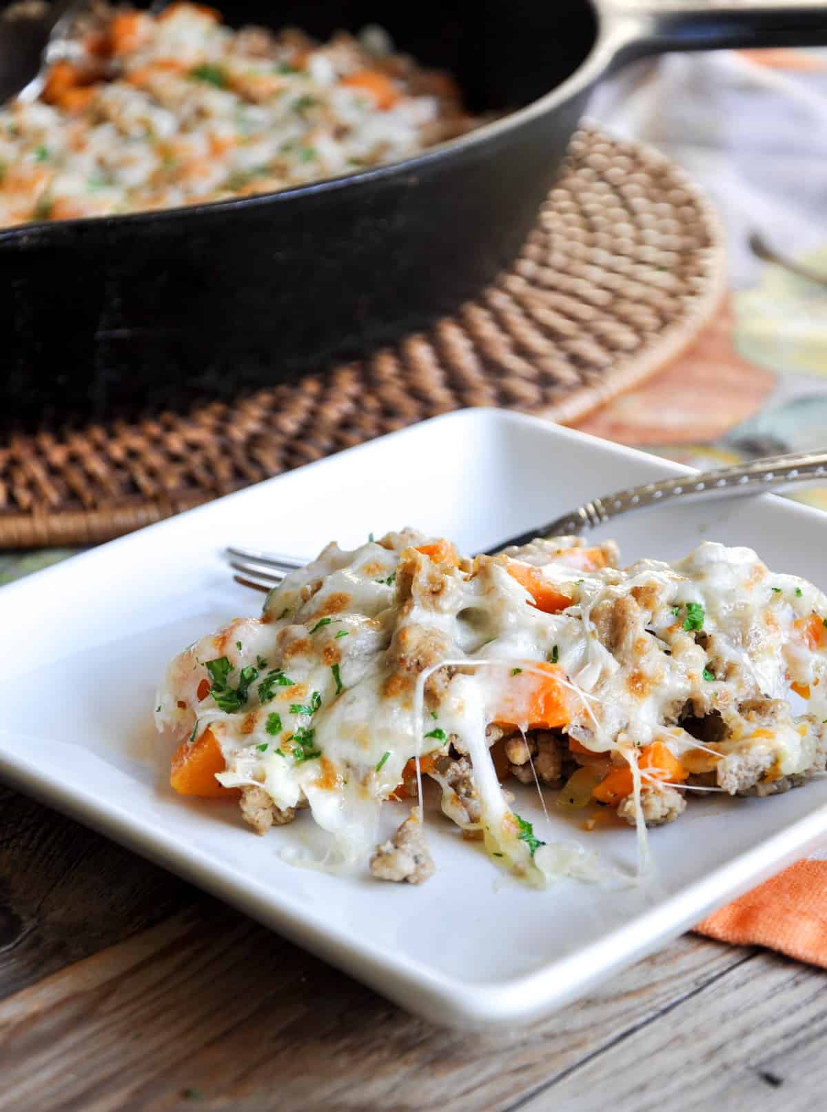 Ground Turkey Skillet Melt with Sweetpotatoes