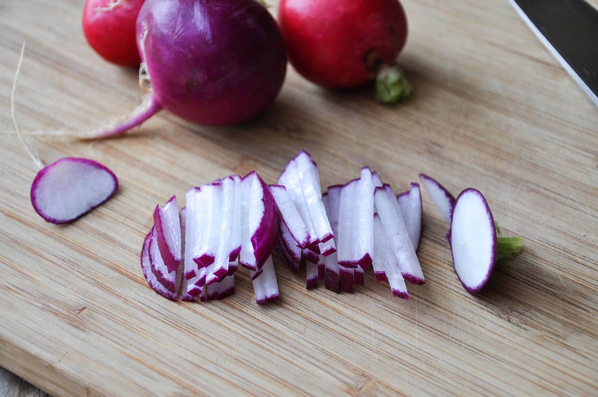 Thinly Sliced radishes