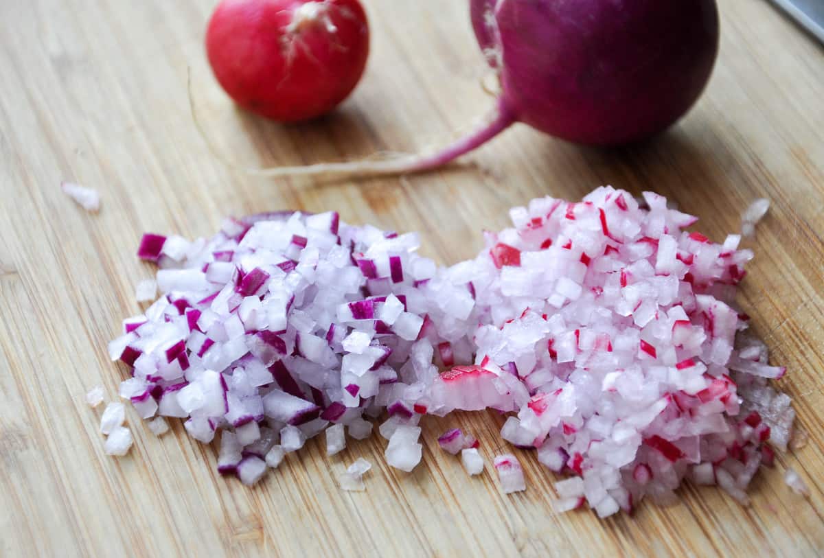 Chopped radishes