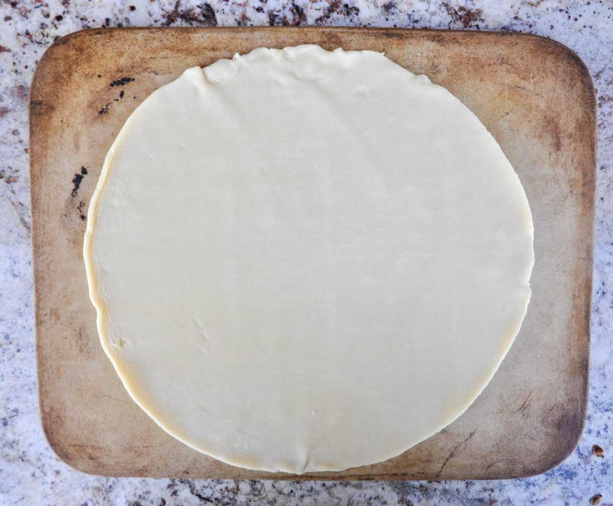 Pie crust on pizza stone