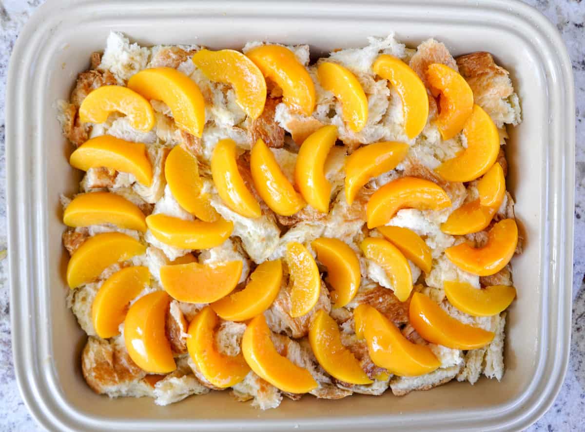 Top bread with peaches