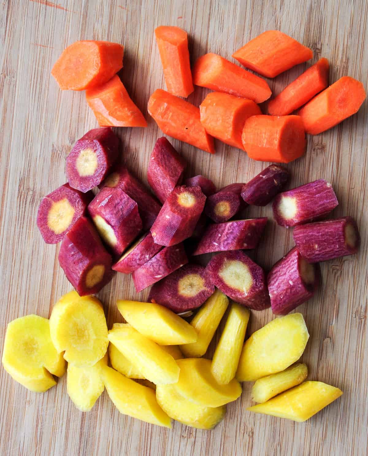Chopped tri-colored carrots