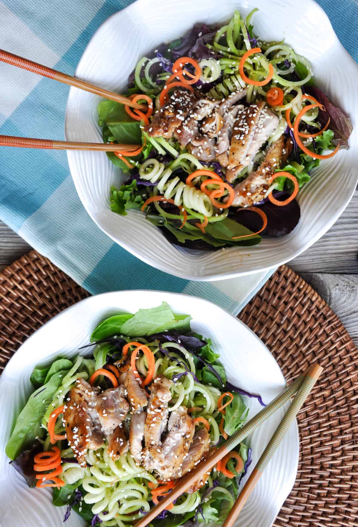 Spiralized Broccoli Teriyaki Chicken Bowl 